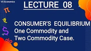 (LECTURE  08) Consumer Equilibrium - One Commodity and Two Commodity Case.