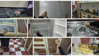 تنظيف المطبخ وتجهيزه لشهر رمضان 🌛👍 جبت عاليه واطيه خليته فله منور من النضافه 💯 نظمى وقتك قبل رمضان 🌛