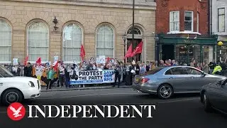 Unite protest outside private members club hosting &pound;130-a-head Tory NHS celebration