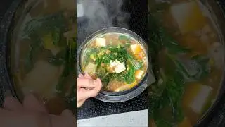 Spinach soybean paste soup #recipe #cookingtoday #cooking #seasonalfood #food #cookinglog #cookin...