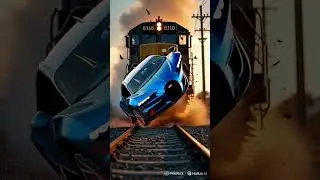 Train Destroys Bugatti in Epic Slow Motion Scene | Hyperrealistic Crash Visual #crashes #car
