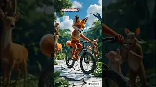 लोमड़ी ने साइकिल चलाकर सबको हैरान कर दिया! 🦊 #youtubeshorts #shortvideo #shorts