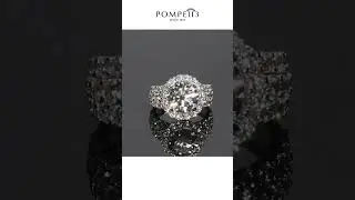 Pompeii3 - Huge Diamond Round Brilliant Cut Engagement Ring 14k White Gold Certified Lab Grown