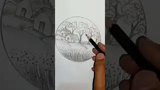 scenery drawing in the circle.
