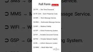 Full Form Meaning. #www #WiFi #pdf #SMS #URL #PNG #GPS #MMS #english #vocabulary #shorts #viral