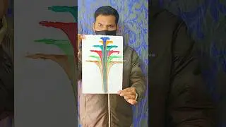 DIY Thread 🌈Art Drawing with Acrylic painting 🥰 for kids// magical ideas Thread Art #shots