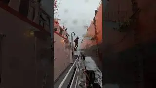Boarding a ship in heavy weather #pilotboat #ship #sailor #sea #nautical #4k #merchantnavy #viral