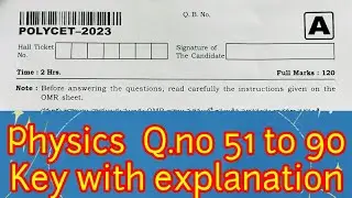 Polycet 2024/2023 paper Physics/key with explanation/tips and tricks