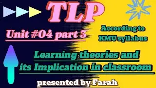 TlP | Unit #04 part 3| Learning Theories and its implication in classroom |@Nursingwithfarah