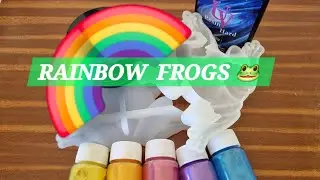 #55  TWO EPOXY RESIN RAINBOW FROGS