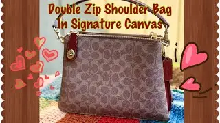 Double Zip Shoulder Bag In Signature Canvas Review w extension strap.