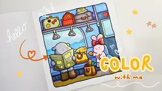 Color with Me | Cozy Days by Coco Wyo - Train Ride | Ohuhu Alcohol Marker 🚄🌊🎒