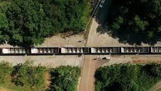 Overhead View Of A Freight Train