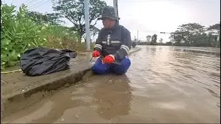 The solution drains water from the street by removing debris that is blocking the drain