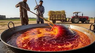 Most: Satisfying Jaggery Making Process| From Sugarcane Juice to Brown Gurr 
