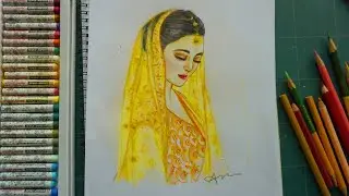 How to Draw Indian Bride Easy | Indian Woman Drawing | Girl Drawing