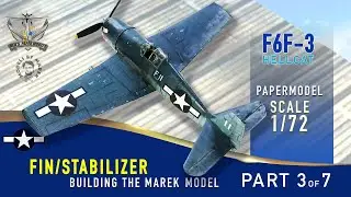 Building The MAREK Paper Model F6F-3 1/72 Scale Model Aircraft PART 3 - FIN / STABILIZER ASSEMBLY