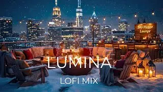 Sky Hygge ❄️ Snowy Rooftop Fire Pit Lofi | Winter Chill Beats & City Views