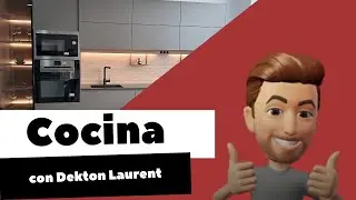 Muebles de cocina Santos gris visón con encimera Dekton Laurent y electrodomésticos Bosh y Dietrich.