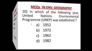 MCQ in Environmental  Geography