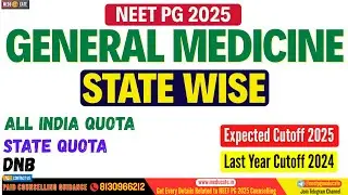 NEET PG 2025 General Medicine Expected Cutoff | Govt Colleges & DNB Hospitals State Wise