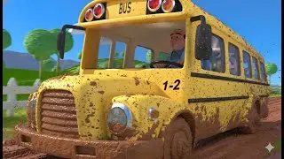 Wheels on the Bus || Mud Adventure || Sticky version 155 Seconds || Crocomix Kids TV