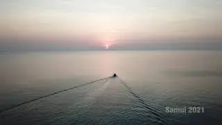 Drohnenaufnahme Sonnenuntergang Hafen Samui 2021