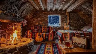Crackling Fireplace ASMR | Relaxing White Noise for Sleep | Winter Storm Outside | Cozy Ambience