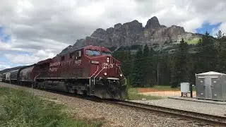 Fast Train With Great K5HL! CP 8877 East Leads CP 300 (Grain Empties) East at Castle Mountain,AB