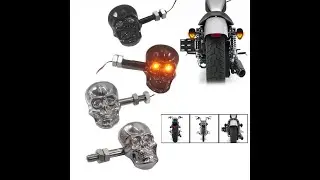 Motorcycle Accessories Refit Punk Skull Shape Turn Signal Lights Indicators Weatherproof