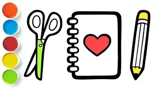How To Draw Book Pencil Scissor Drawing painting Coloring For Kids And Toddlers