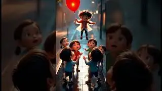 A tiny balloon carried her up, but friendship pulled her safely back to the ground🎈#shorts #viral