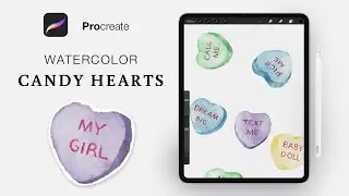 Realistic Watercolor Procreate Tutorial - Watercolor Candy Hearts &nbsp;💗