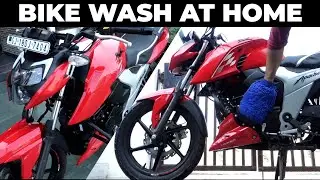 BIKE WASHING + CLEANING + POLISHING at HOME | TVS Apache RTR 160 4V BS6