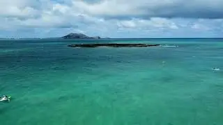 Kailua Beach Park &ndash; Out To The Island Royalty Free Stock Aerial Drone Footage || 📍 Kailua, HI