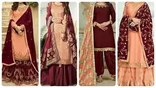 Peach colour combination dresses design ideas || Peach colour suit and lehenga collection 2020