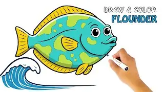 Draw & Color a Cute Flounder | Relaxing Fish Drawing Step by Step