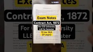 Contract Act Notes | LLB 1st Sem. | Crash Course | CCS Meerut University | 15 Important Q&A