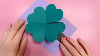 Four leaf clover pop up card making tutorial. How to make scrapbook pages. Handmade greeting card.