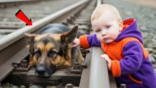 German Shepherd Was Stuck on Railway Tracks Train Coming - What Baby did Next Left Everyone in Tears