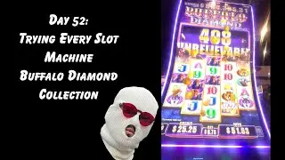 Day 52: Trying Every Slot Machine - Buffalo Diamond Collection Huge Win Chasing Every Bonus