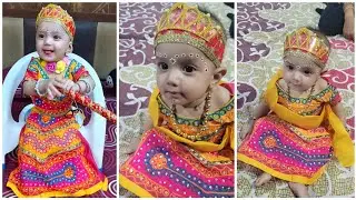 8 months Baby as radha photoshoot at home/baby photoshoot/radha makeup/radhai vedam