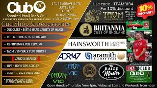 Not To Be Missed Premier Cue Sports Brands at Club147 Cue Shop