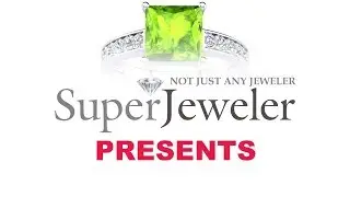 August Birthstone   Square Step Cut Shape Peridot and Diamond Ring in 14k White Gold  JWL1331