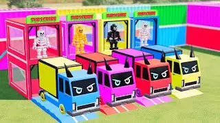 TRANSPORTING POLICE CARS, AMBULANCE, FIRE TRUCK, COLORFUL CARS WITH TRUCK  FARMING SIMULATOR 22!