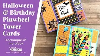 🧡 Make a Halloween and Birthday Tower Pinwheel Card | Technique of the Week | Krazy Kreations