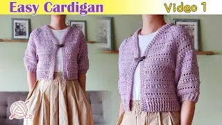 [ENG Sub] First Crochet Cardigan Easy V-neck Jacket Part 1 - Chaqueta Sweater Cárdigan Escote V