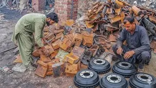 How COASTER Bus Break Drums Are Made from Rusty Iron Scrap | Incredible Metal Recycling ♻️