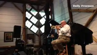 Trumpet and cornet player Warren Vache plays a duet with John DiMartino on piano at Maverick Concert