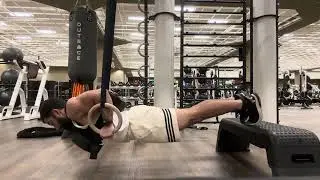 Weighted Ring Push Ups (6 reps 40 lbs) 